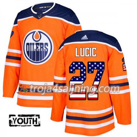 Edmonton Oilers tröja Milan Lucic 27 Adidas 2017-2018 Orange USA Flag Fashion Authentic - NHL Tröjor Barn